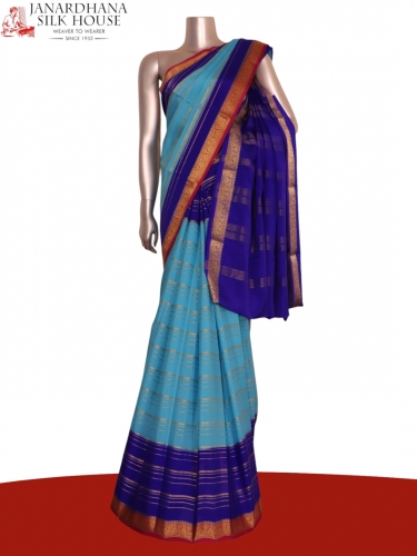 Pure Veldhari Zari Lines Mysore Crepe Silk Saree